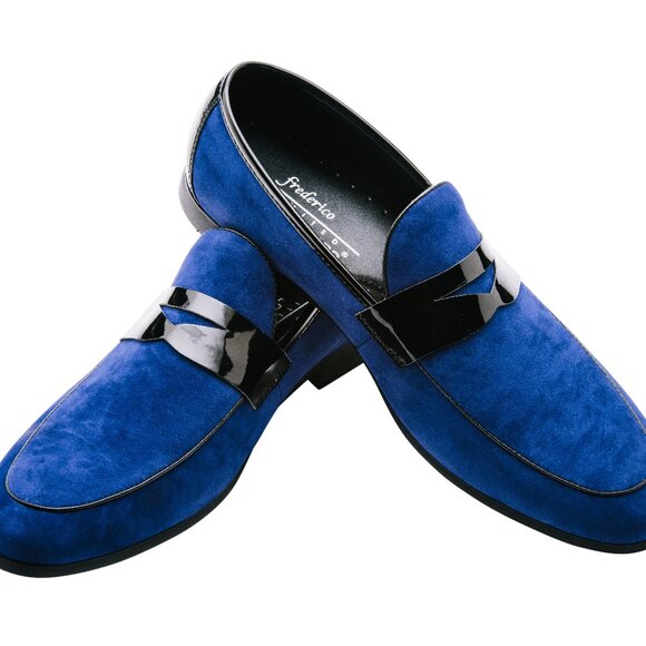 FREDERICO LEONE BLUE SUEDE SHOES.    SIZE 10.5 MED - Picture 1 of 2
